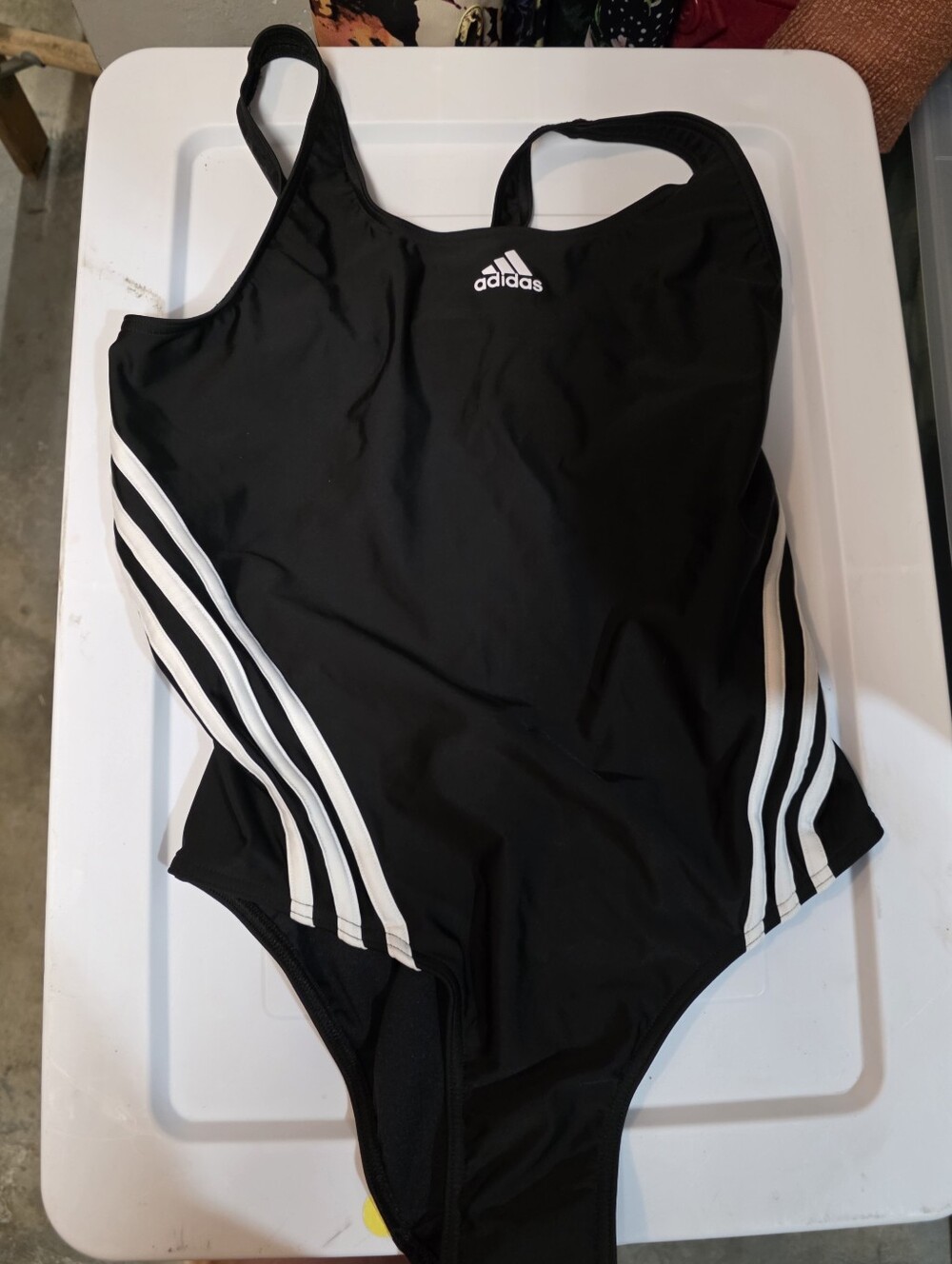 adidas Black One-Piece Swimsuit with White Side Stripes - Picture 2 of 5